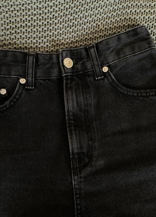 Шорты джинсовые графитовые черные, а силуэта высокая посадка8 фото