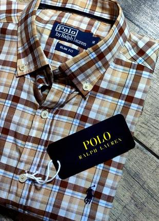 Мужская элегантная легкая  премиальная  рубашка polo ralph lauren оригинал в клетку размер м3 фото
