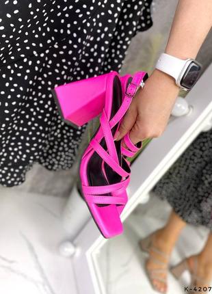 Натуральна шкіра шикарні жіночі босоніжки, фуксія8 фото