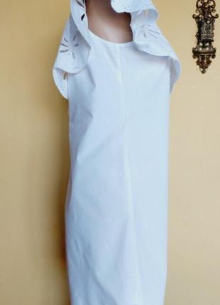 Красивое белое коттоновое платье,рюша на одно плечо7 фото