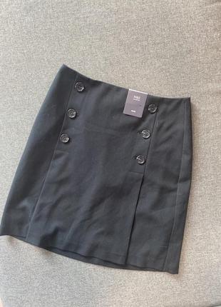 Новая черная базовая классическая теннисная мини юбка вискоза