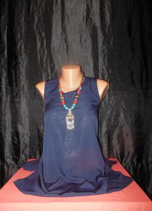 Блуза жіноча літнє \майка без рукавів синього щільного кольору
