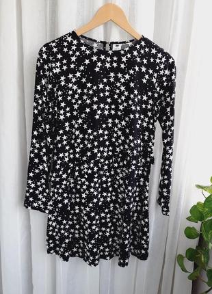 Легкое платье из вискозы в звездочки для девочки 10-12 лет
