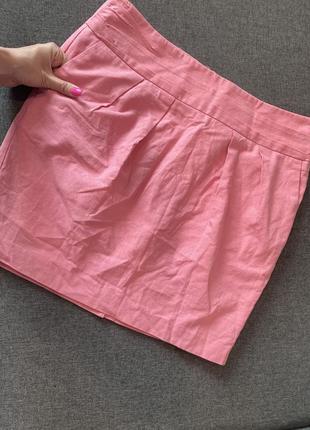 Новая льняная розовая лососевая юбка большой размер orsay