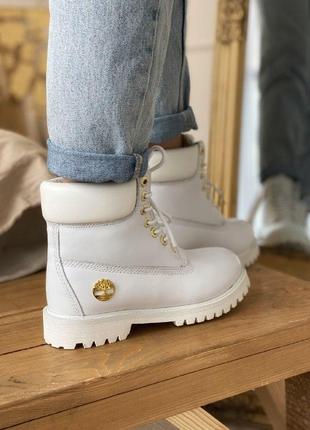 Шикарные женские зимние ботинки с натуральным мехом timberland 6 inch premium white мех4 фото