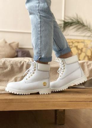 Шикарные женские зимние ботинки с натуральным мехом timberland 6 inch premium white мех3 фото