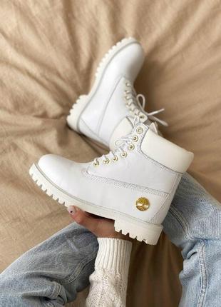 Шикарные женские зимние ботинки с натуральным мехом timberland 6 inch premium white мех5 фото