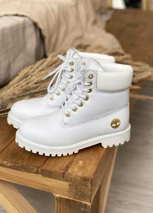 Шикарные женские зимние ботинки с натуральным мехом timberland 6 inch premium white мех6 фото