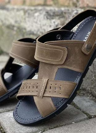 Мужские сандалии кожаные летние оливковые rivest ш3 фото