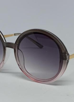 Жіночі сонцезахисні окуляри сіро рожеві круглі з градієнтом