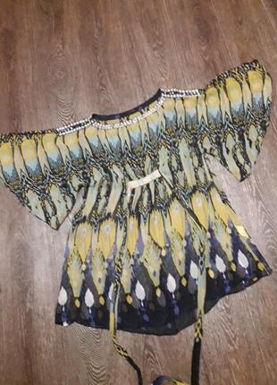 Брендовое 100% шелк шифоновое полупрозрачное платье накидка р.s от pinko9 фото