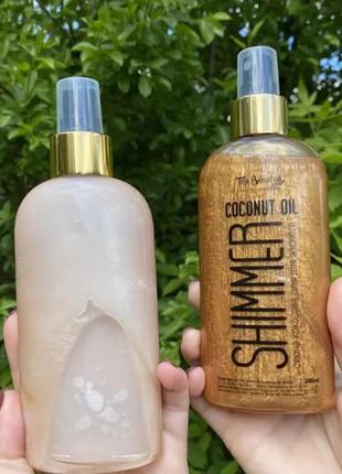 Кокосова олія для засмаги з шиммером top beauty, shimmer 200мл.5 фото