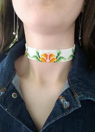Чокер из бисера ленточный гердан