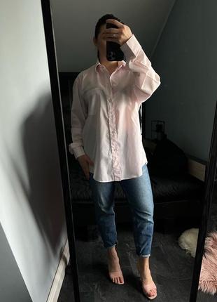 Коттоновая рубашка оверсайз polo by ralph lauren нежно розовый оттенок, подойдет и под спортивную одежду а также офисный стиль1 фото