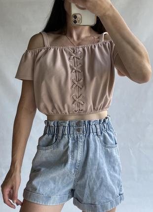 Топ блуза на брителях с откр тими плечами