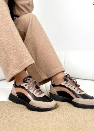 Шикарные натуральные комбинированные кроссовки
