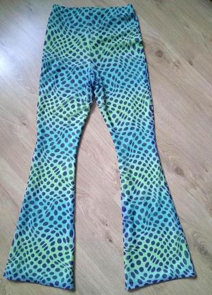 Невероятные сетчатые брюки клеш primark /бирюзовый салатовый синий2 фото