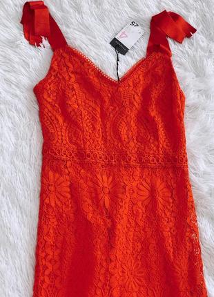 Яркое красное кружевное платье primark