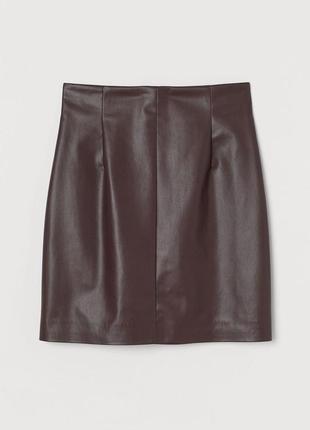 Короткая юбка h&amp;m из кожзама1 фото