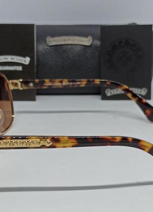 Chrome hearts очки мужские солнцезащитные коричневые в золотой металлической оправе...
