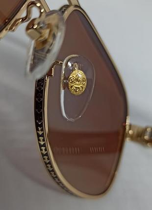 Chrome hearts очки мужские солнцезащитные коричневые в золотой металлической оправе...