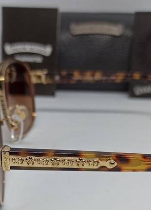 Chrome hearts очки мужские солнцезащитные коричневые в золотой металлической оправе...