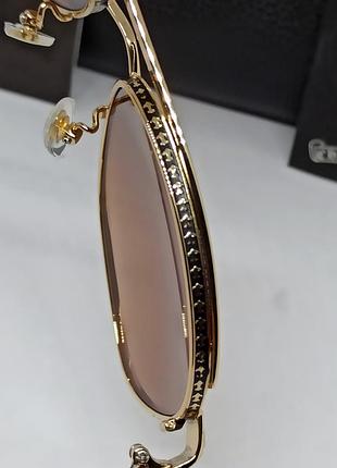 Chrome hearts очки мужские солнцезащитные коричневые в золотой металлической оправе...