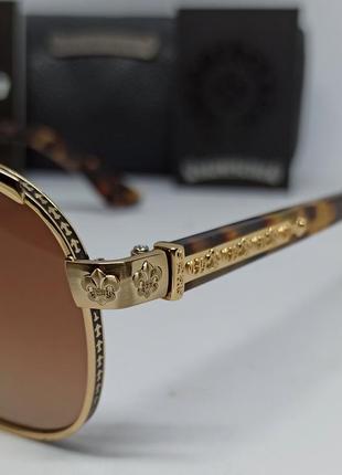 Chrome hearts очки мужские солнцезащитные коричневые в золотой металлической оправе...