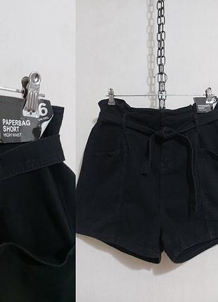 Джинсовые шорты высокая посадка сьемный пояс paperbag short high waist denim co1 фото