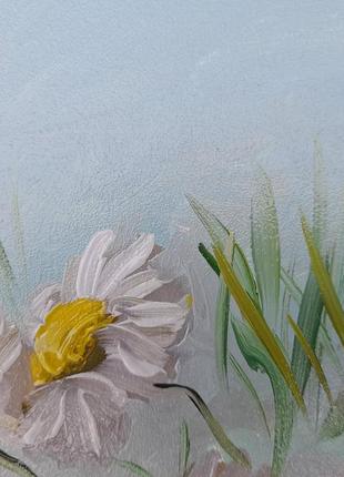 Картина "букет ромашек",двп, масло