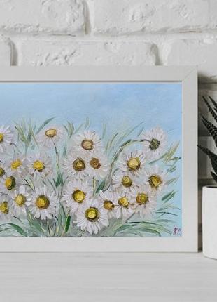 Картина "букет ромашек",двп, масло