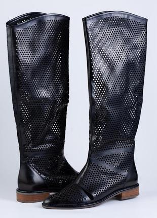 Сапоги  перфорация кожа весна лето