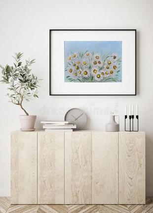 Картина "букет ромашек",двп, масло