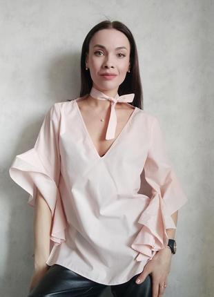 Блуза блузка рубашка кроп топ пудровая river island