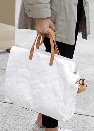 Dupont® крафт-бумага, сумка-тоут, шоппер средний с крафт- бумага шелковисто- матовый