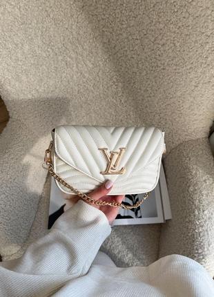 Сумка клатч на цепочке в стиле lv wave multi pochette milk