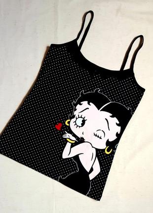 Майка чорна в горошок betty boop розмір s