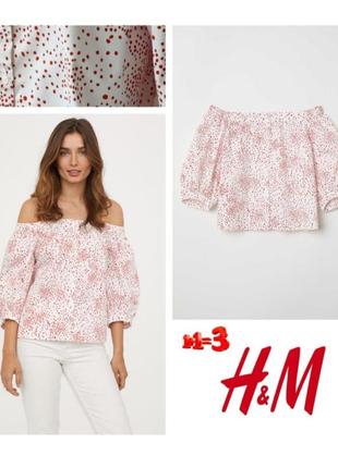 ♥️1+1=3♥️ h&m хлопковая блуза в красный горошек1 фото