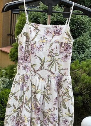 H&amp;m легкое стильное платье платье 100% хлопок миди цветочный принт xs-s4 фото