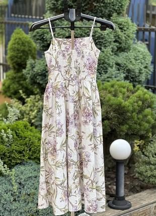 H&amp;m легкое стильное платье платье 100% хлопок миди цветочный принт xs-s6 фото