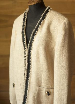 Молочный котоновый женский пиджак gerry weber, размер xl, 2xl3 фото