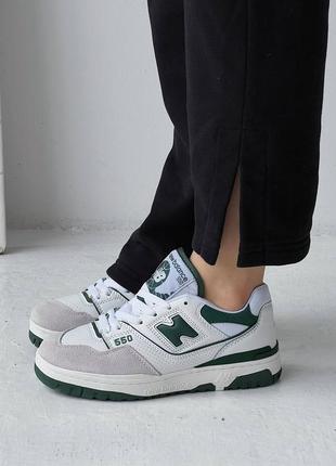 Мужские кроссовки new balance 550 white green / smb