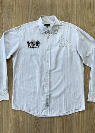 Мужская классическая хлопковая рубашка с нашивками la martina