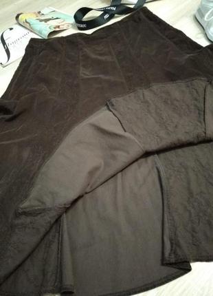 Шикарная юбка трапеция макси вельветовая коричневая большого размера брэндовая5 фото
