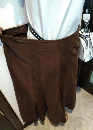 Шикарная юбка трапеция макси вельветовая коричневая большого размера брэндовая10 фото