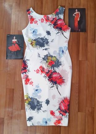 Шикарна сукня футляр, плаття міді з квітковим принтом next1 фото
