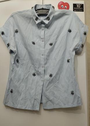 Снижка!женская блуза с камнями с коротким рукавом