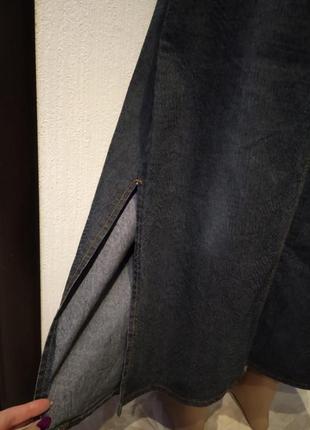 Отличная стильная базовая юбка-карандаш макси прямого покроя джинсовая8 фото