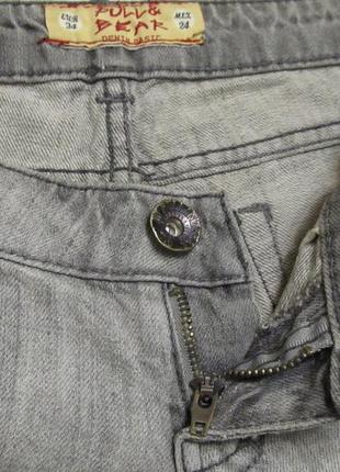 Pull&bear джинсовые короткие шорты с потертостями и разрывами2 фото