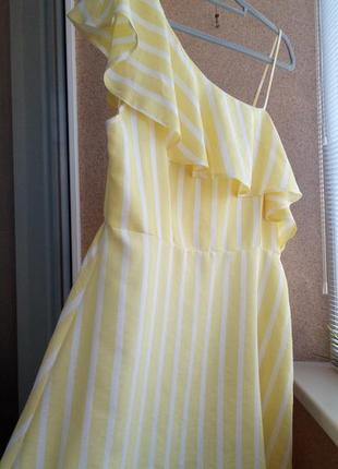 Красивое нежное летнее платье миди в полоску6 фото
